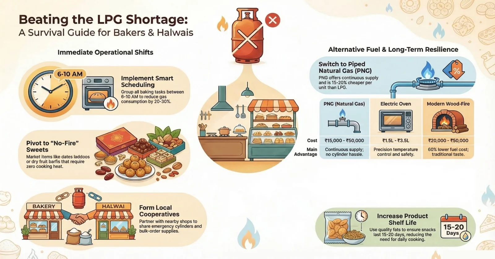 LPG की कमी Bakers और Halwais के लिए Smart Solutions